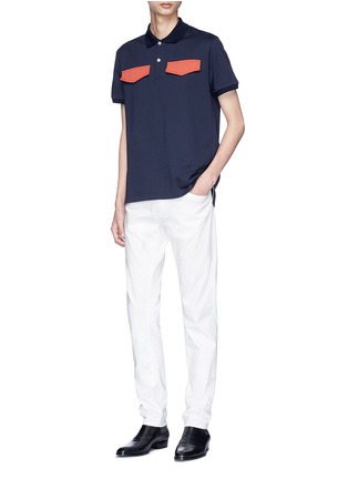 Figure View - Click To Enlarge - CALVIN KLEIN 205W39NYC - Contrast flap polo shirt
