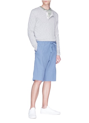Figure View - Click To Enlarge - PAUL SMITH - Drawstring cotton-linen suiting shorts