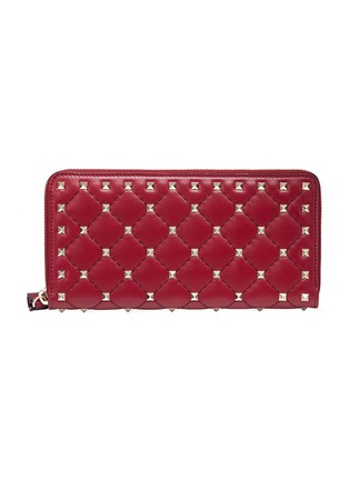 Main View - Click To Enlarge - VALENTINO GARAVANI - 'Rockstud Spike' quilted lambskin leather wallet