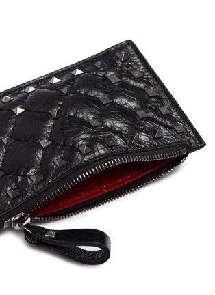 Detail View - Click To Enlarge - VALENTINO GARAVANI - 'Rockstud Spike' quilted leather zip card holder