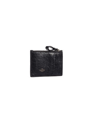 Figure View - Click To Enlarge - VALENTINO GARAVANI - 'Rockstud Spike' quilted leather zip card holder
