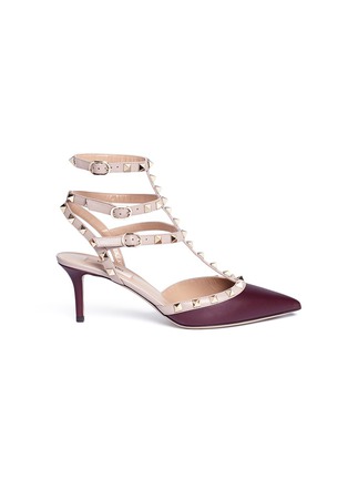 Main View - Click To Enlarge - VALENTINO GARAVANI - 'ROCKSTUD' CAGED LEATHER PUMPS