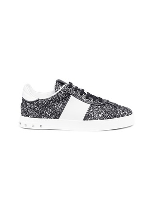 Main View - Click To Enlarge - VALENTINO GARAVANI - 'Flycrew' glitter leather sneakers