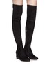Figure View - Click To Enlarge - VALENTINO GARAVANI - 'Rockstud' stretch suede thigh high boots