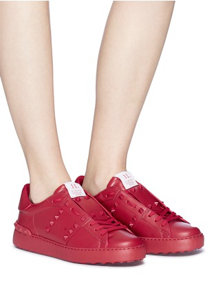 Figure View - Click To Enlarge - VALENTINO GARAVANI - 'Rockstud Untitled Rosso 11' leather sneakers