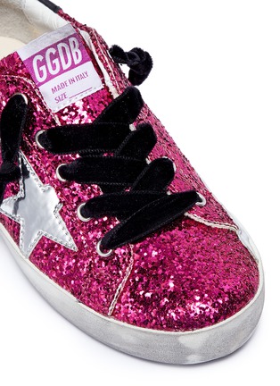 Detail View - Click To Enlarge - GOLDEN GOOSE - 'Superstar' glitter coated leather toddler sneakers