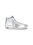 Main View - Click To Enlarge - GOLDEN GOOSE - 'Francy' glitter tongue leather high top kids sneakers