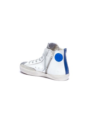 Figure View - Click To Enlarge - GOLDEN GOOSE - 'Francy' glitter tongue leather high top kids sneakers