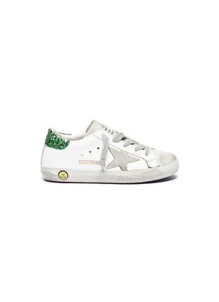 Main View - Click To Enlarge - GOLDEN GOOSE - 'Superstar' glitter collar suede leather toddler sneakers