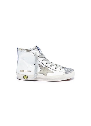 Main View - Click To Enlarge - GOLDEN GOOSE - 'Francy' glitter tongue leather high top toddler sneakers