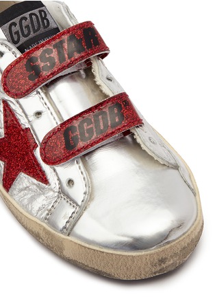 Detail View - Click To Enlarge - GOLDEN GOOSE - 'Superstar Old School' glitter star mirror leather toddler sneakers