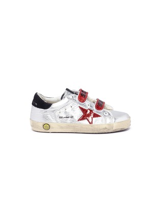 Main View - Click To Enlarge - GOLDEN GOOSE - 'Superstar Old School' glitter star mirror leather toddler sneakers