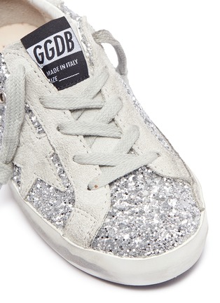 Detail View - Click To Enlarge - GOLDEN GOOSE - 'Superstar' glitter coated suede toddler sneakers