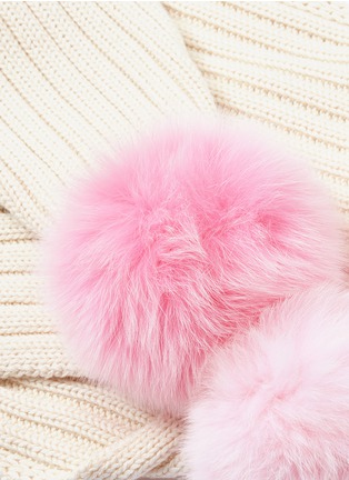 Detail View - Click To Enlarge - ISLA - Fox fur pompom rib knit kids scarf