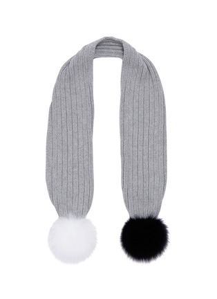 Main View - Click To Enlarge - ISLA - Fox fur pompom rib knit kids scarf