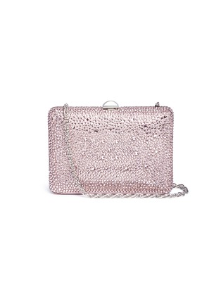 Main View - Click To Enlarge - RODO - Strass pavé leather box clutch