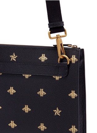 Detail View - Click To Enlarge - GUCCI - Bee star print leather messenger bag
