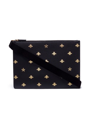 Main View - Click To Enlarge - GUCCI - Bee star print leather messenger bag