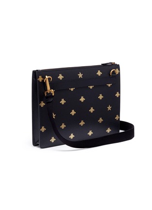 Figure View - Click To Enlarge - GUCCI - Bee star print leather messenger bag