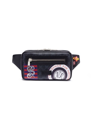 Main View - Click To Enlarge - GUCCI - 'Night Courrier' appliqué GG supreme canvas bum bag