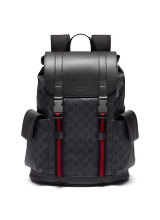 Main View - Click To Enlarge - GUCCI - WEB STRIPE GG SUPREME CANVAS BACKPACK