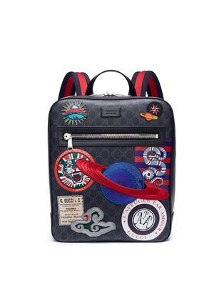 Main View - Click To Enlarge - GUCCI - Mix appliqué GG Supreme canvas backpack