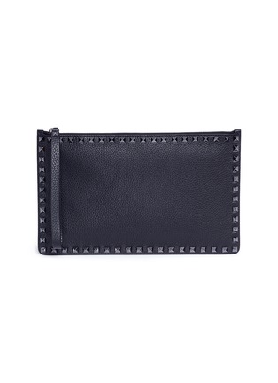 Main View - Click To Enlarge - VALENTINO GARAVANI - Rockstud leather zip pouch