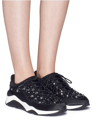 Figure View - Click To Enlarge - ASH - 'Muse Beads' embellished lace sneakers