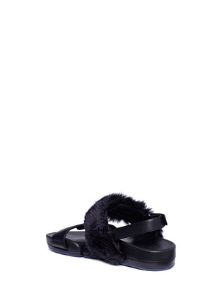 Detail View - Click To Enlarge - FIGS BY FIGUEROA - 'Figulous' fur strap calfskin leather slingback sandals