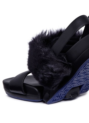  - FIGS BY FIGUEROA - 'Figulous' fur strap calfskin leather slingback sandals