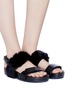 Figure View - Click To Enlarge - FIGS BY FIGUEROA - 'Figulous' fur strap calfskin leather slingback sandals