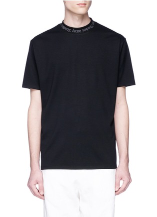Main View - Click To Enlarge - ACNE STUDIOS - 'Navid' logo jacquard collar T-shirt