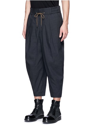 Front View - Click To Enlarge - DEVOA - Drop crotch hopsack cropped pants