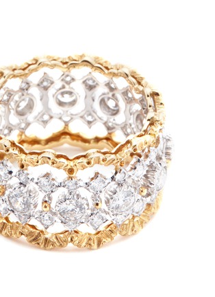 Detail View - Click To Enlarge - BUCCELLATI - Rombi Eternelle' diamond 18k yellow and white gold lattice ring