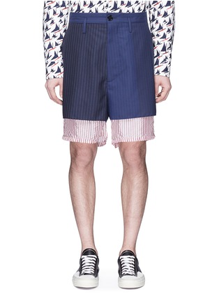 Main View - Click To Enlarge - MARNI - Patchwork stripe wool shorts