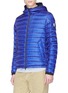 Detail View - Click To Enlarge - MONCLER - 'Morvan' stripe placket hooded down puffer jacket