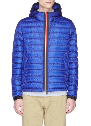 Main View - Click To Enlarge - MONCLER - 'Morvan' stripe placket hooded down puffer jacket