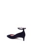 Detail View - Click To Enlarge - PEDDER RED - Strass chain ankle strap velvet pumps