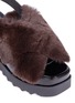 Detail View - Click To Enlarge - PEDDER RED - Faux fur cross strap slingback platform sandals