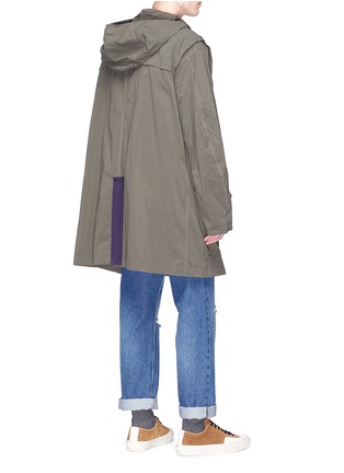 Back View - Click To Enlarge - KOLOR - Grosgrain trim hooded coat