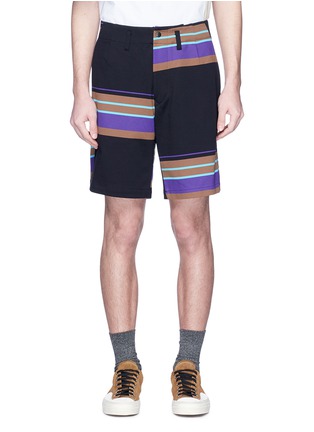Main View - Click To Enlarge - KOLOR - Stripe panel shorts