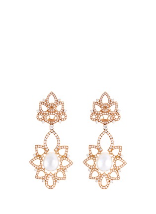 Main View - Click To Enlarge - REPOSSI - 'Raani' diamond pearl 18k rose gold cutout drop earrings