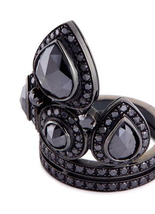 Detail View - Click To Enlarge - REPOSSI - 'Raani' diamond 18k black gold crown ring