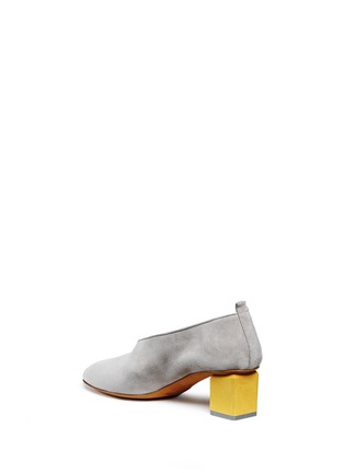 Detail View - Click To Enlarge - GRAY MATTERS - 'Mildred' geometric heel choked-up suede pumps