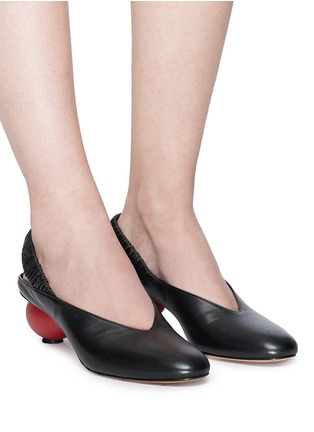 Figure View - Click To Enlarge - GRAY MATTERS - 'Mildred Egg' wooden heel nappa leather slingback pumps