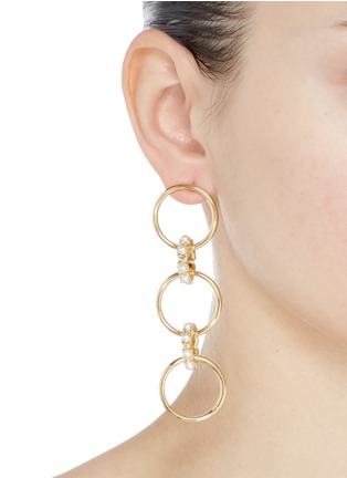 Figure View - Click To Enlarge - JOOMI LIM - Swarovski pearl mismatched interlocking hoop drop earrings