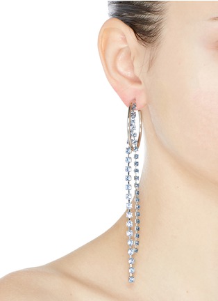 Figure View - Click To Enlarge - JOOMI LIM - 'Mad Maximalism' mismatched Swarovski crystal fringe drop hoop earrings