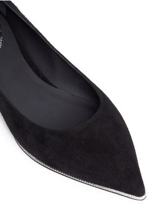 Detail View - Click To Enlarge - RENÉ CAOVILLA - Strass trim suede skimmer flats