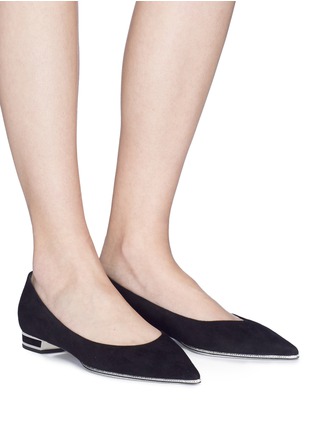 Figure View - Click To Enlarge - RENÉ CAOVILLA - Strass trim suede skimmer flats