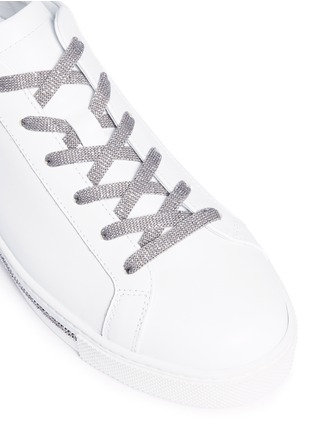 Detail View - Click To Enlarge - RENÉ CAOVILLA - Strass trim leather sneakers